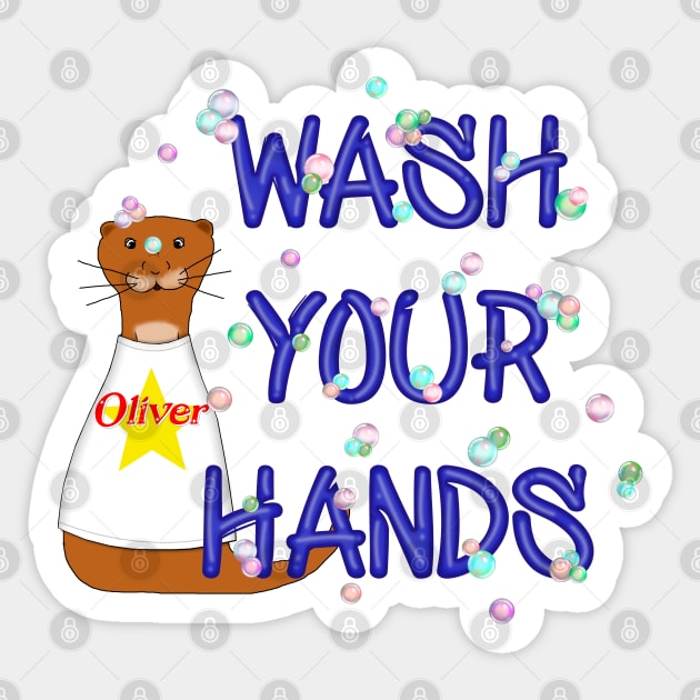 Wash Your Hands Oliver The Otter Sticker by ButterflyInTheAttic